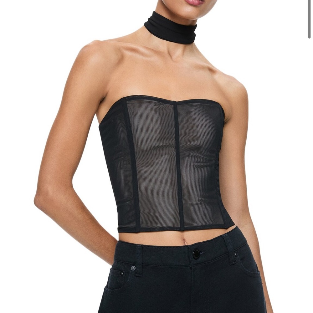 Alice + Olivia Black Sleeveless Bustier Crop Top